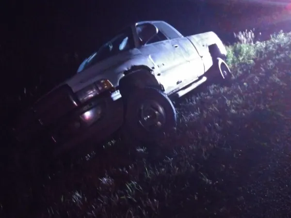 Night-time ditch recovery of a pickup