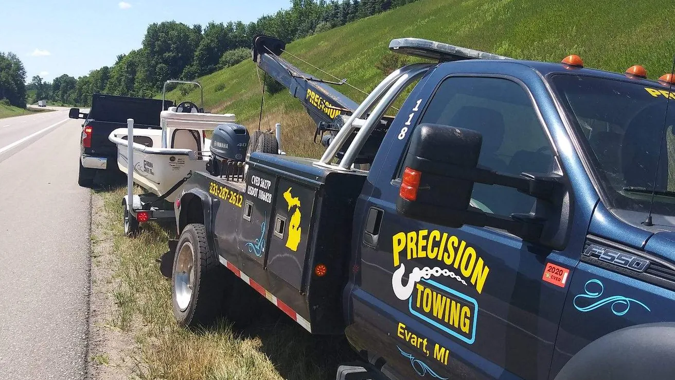 Precision Towing wrecker on a roadside call